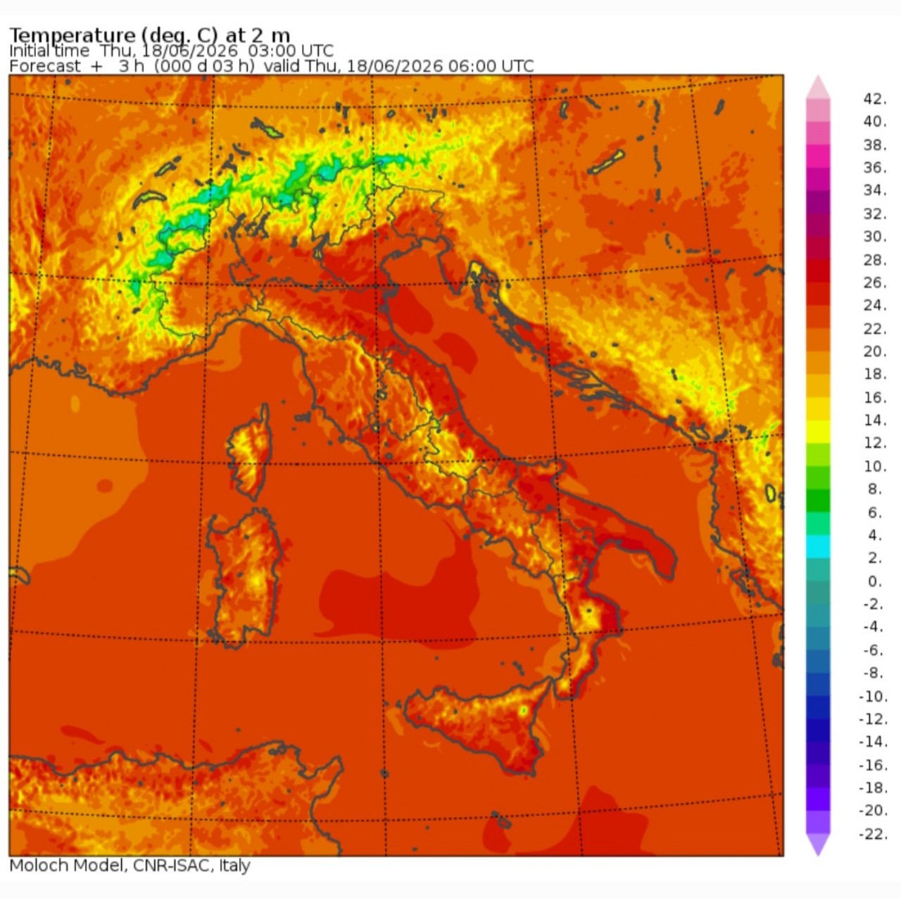 Temperature minime 18 giugno 