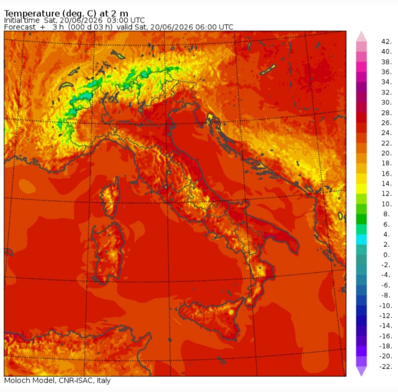 Temperature minime 20 giugno 