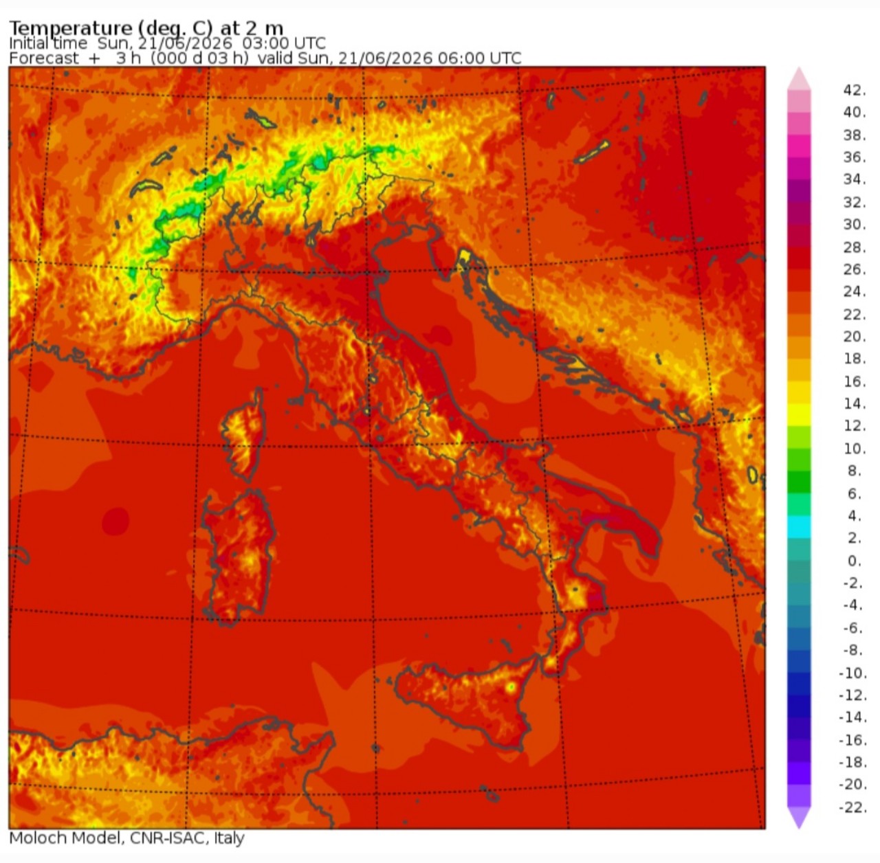 Temperature minime 21 giugno 