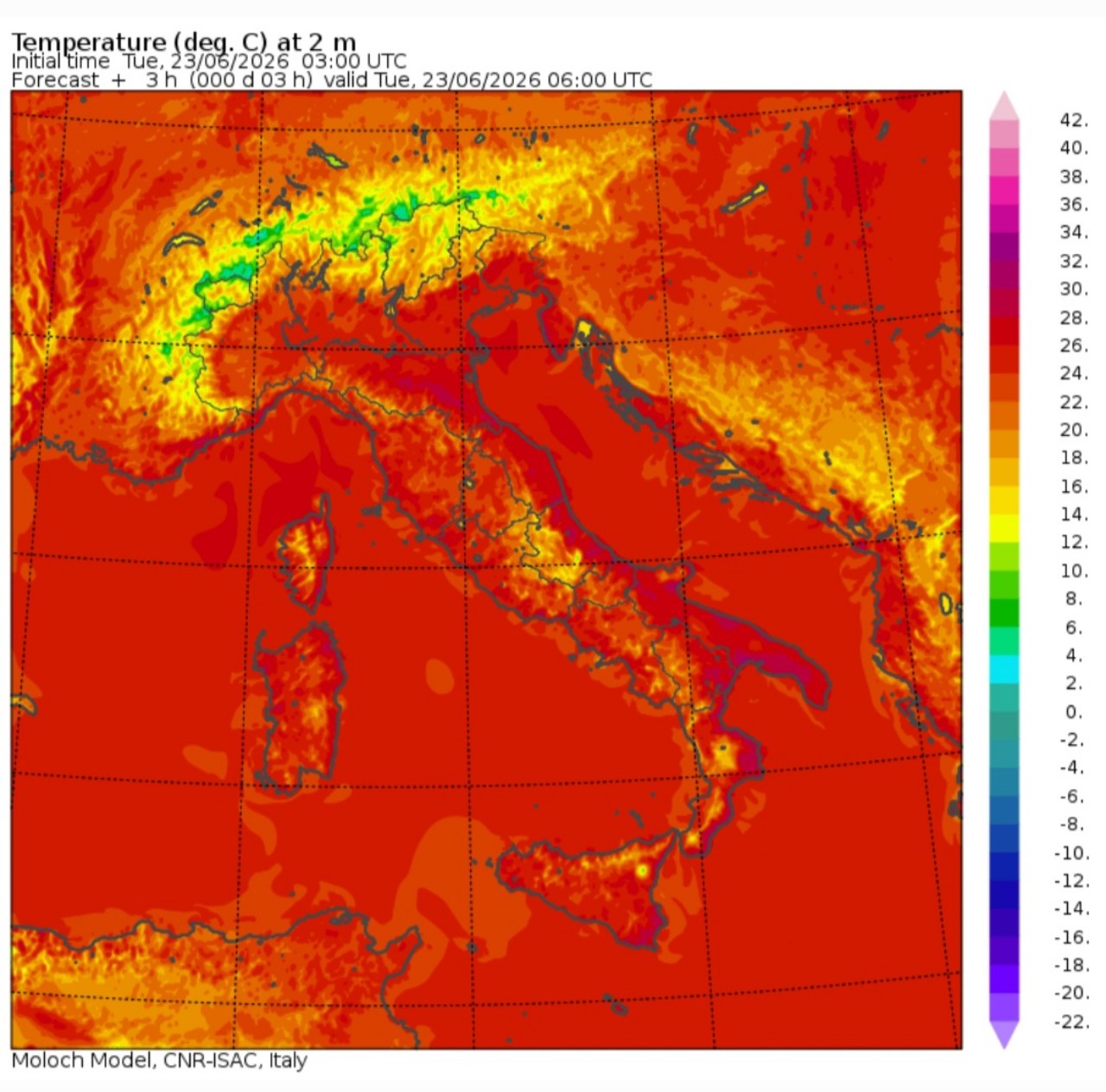 Temperature minime 23 giugno