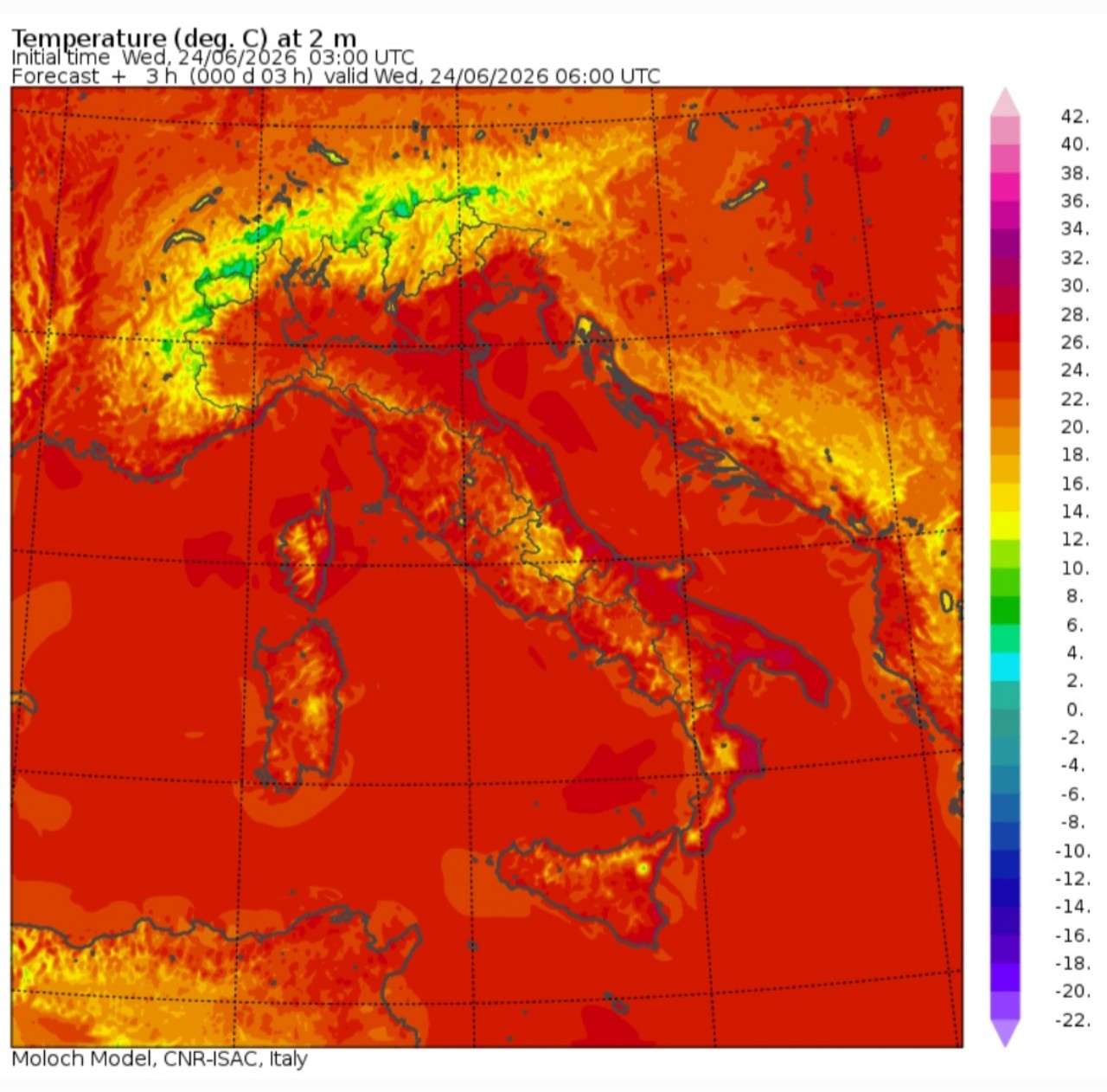 Temperature minime 24 giugno