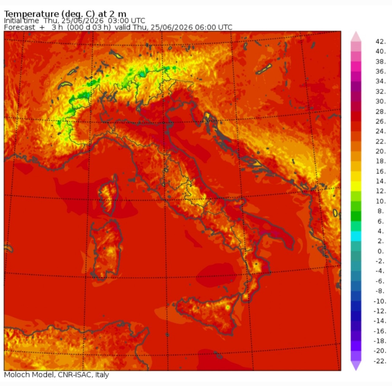 Temperature minime 25 giugno 