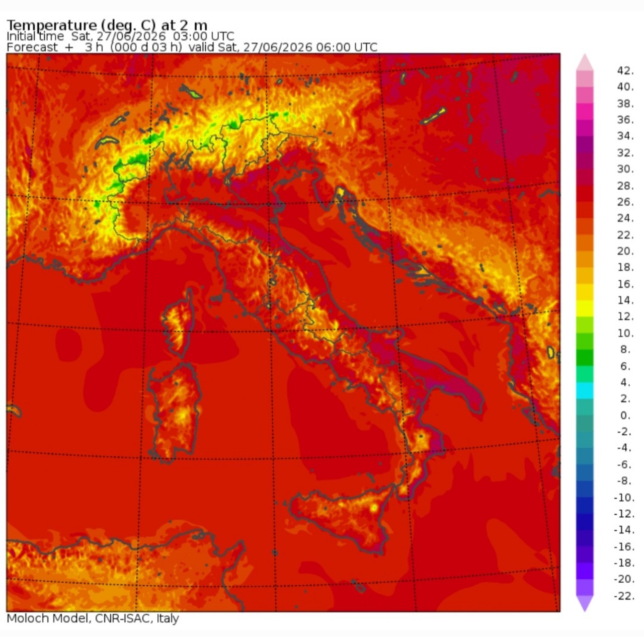 Temperature minime 27 giugno 