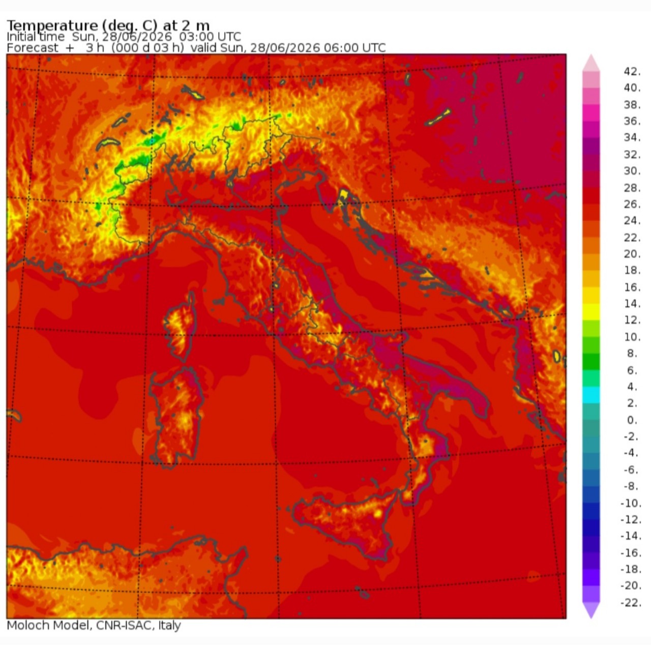 Temperature minime 28 giugno 