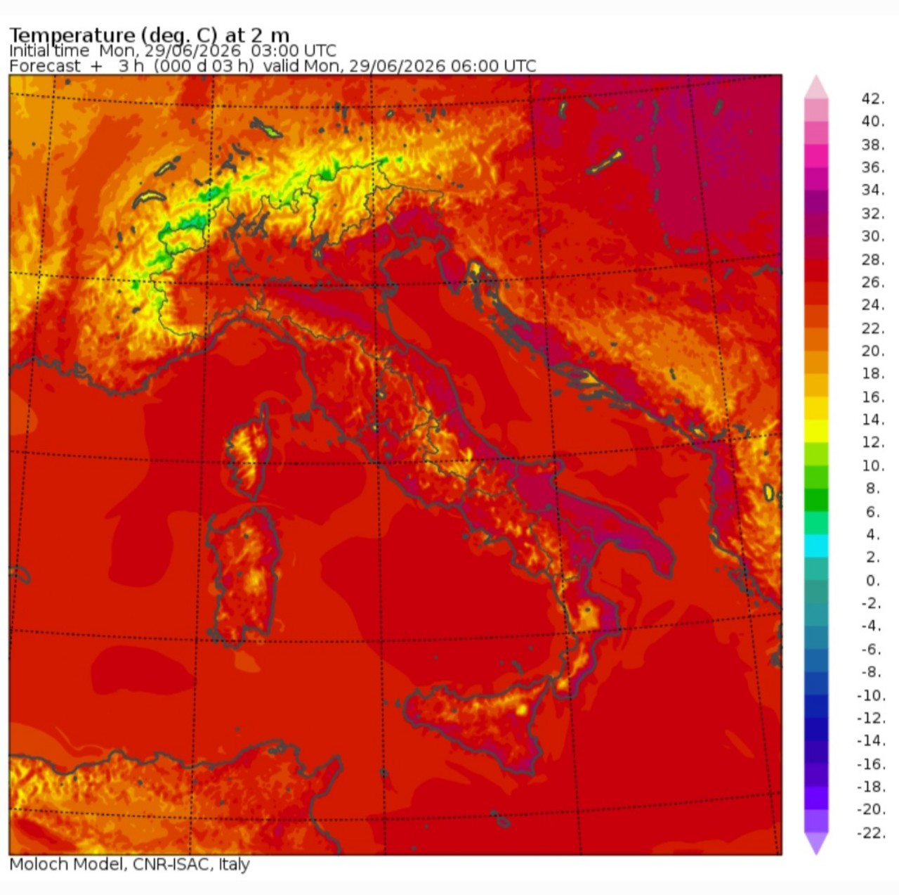 Temperature minime 29 giugno 
