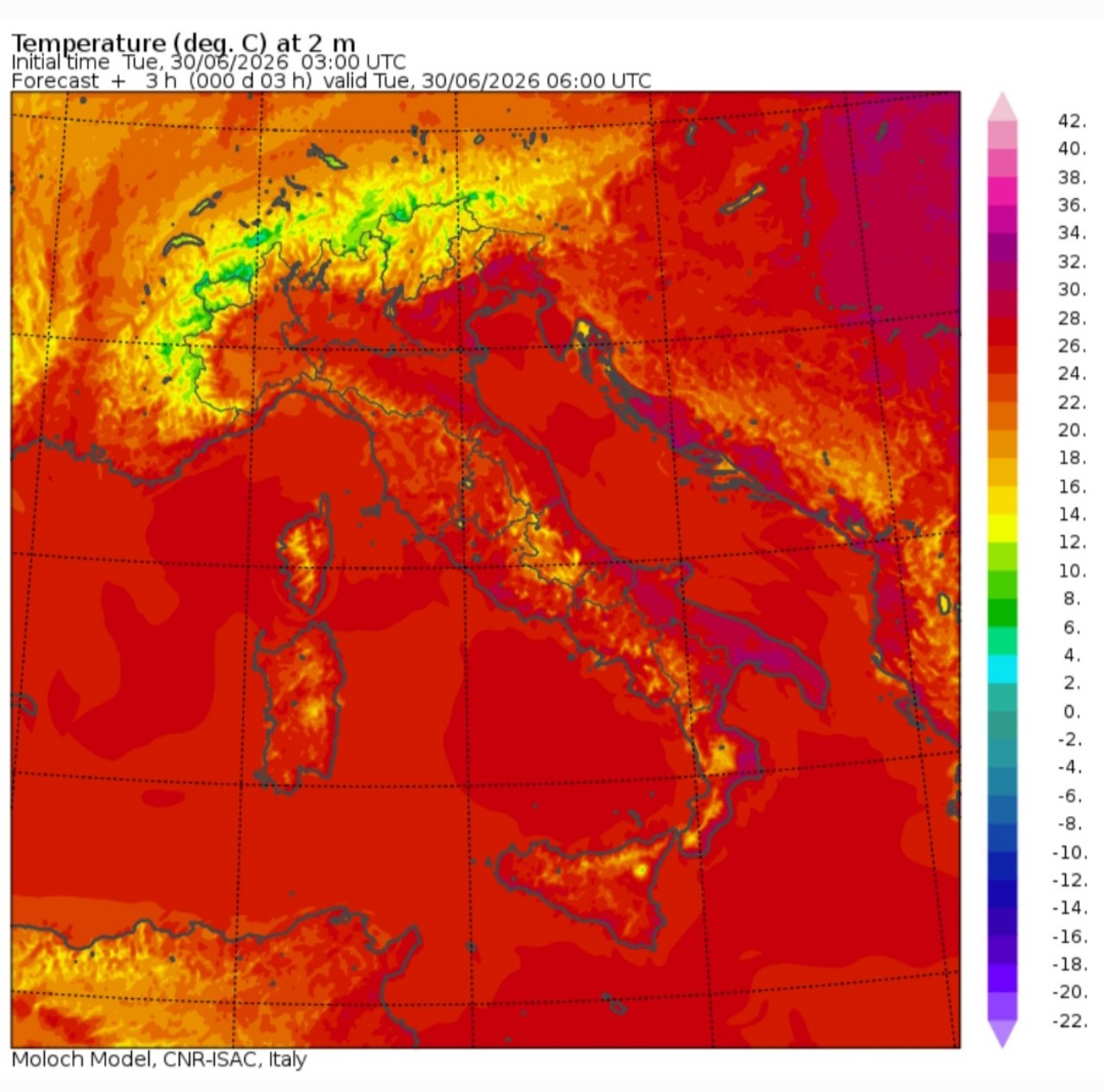 Temperature minime 30 giugno 