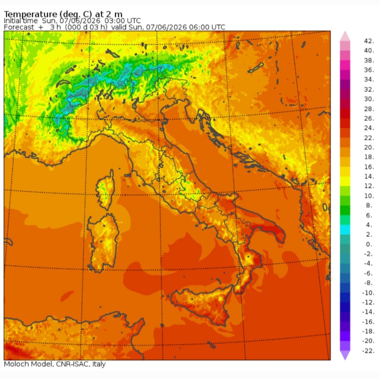 Temperature minime 7 giugno 