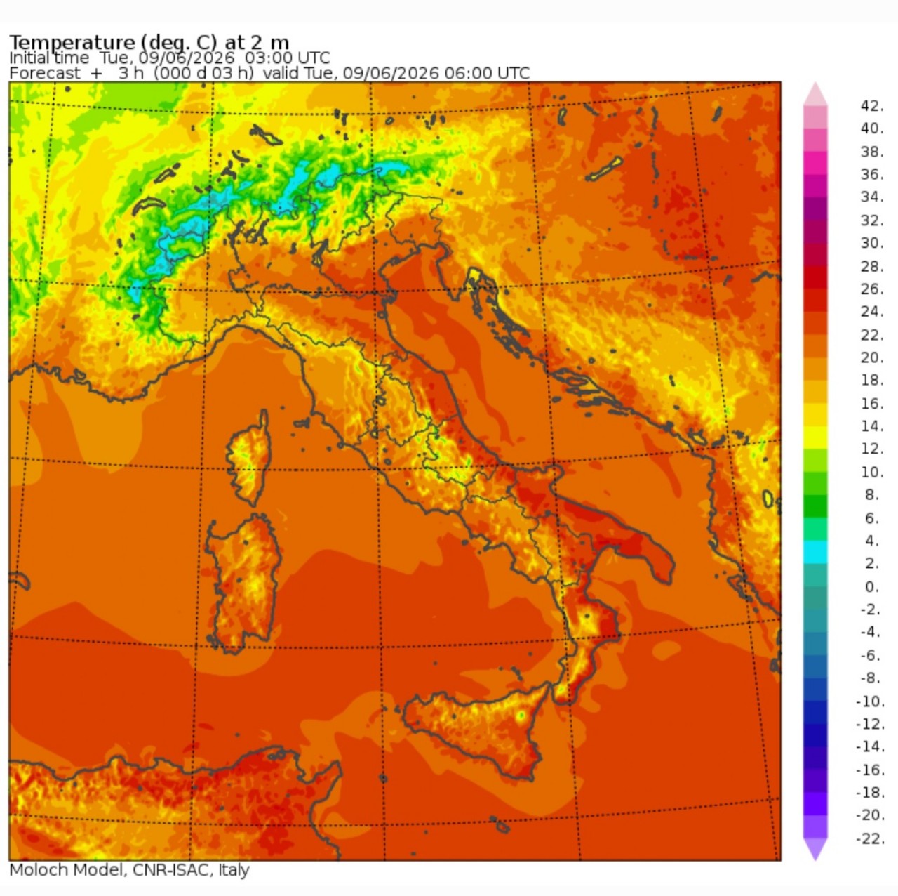 Temperature minime 9 giugno