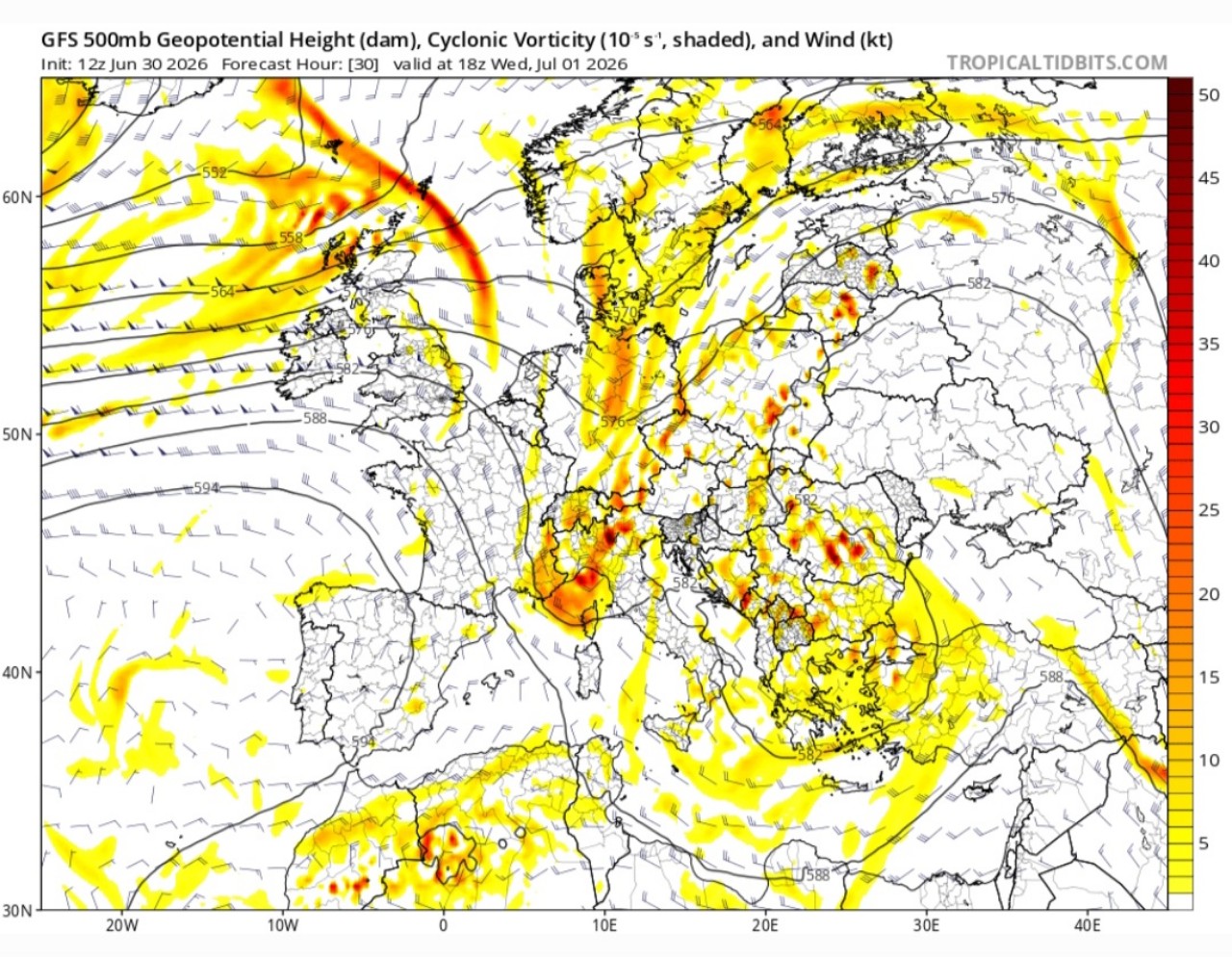 Vorticità Italia 1° luglio 