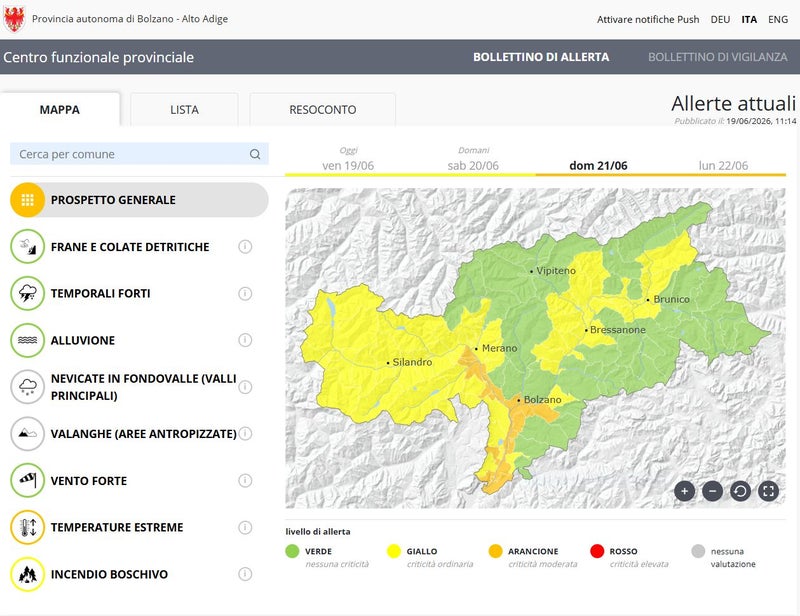 allerta caldo alto adige