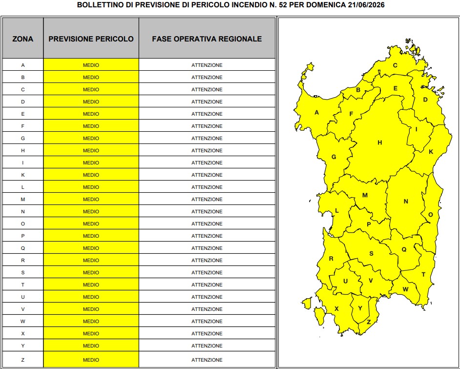 allerta incendi sardegna 21 giugno