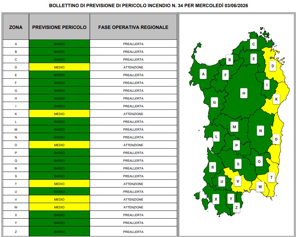 allerta incendi sardegna 3 giugno