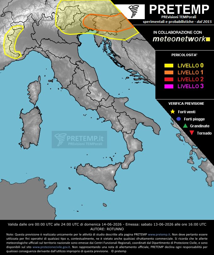 allerta meteo domenica 14 giugno