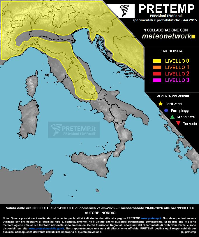 allerta meteo oggi domenica 21 giugno