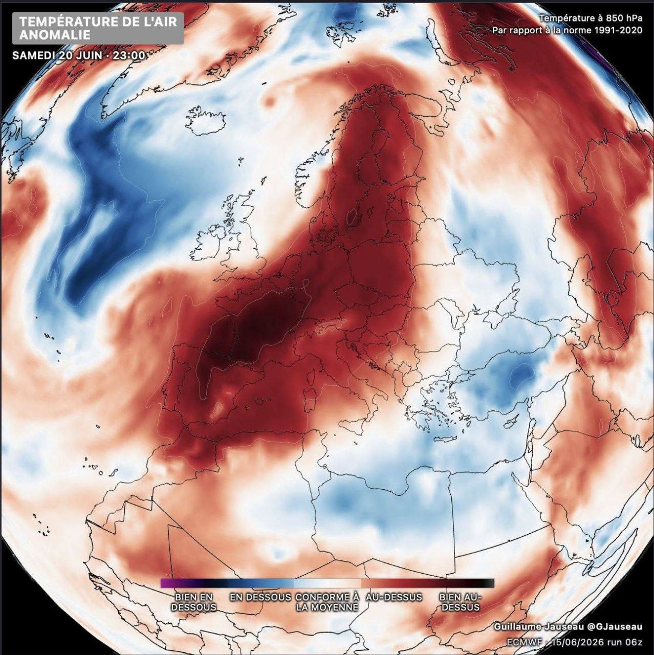anomalie temperature sabato 20 giugno 2026