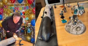 elon musk compleanno torta razzo spazio