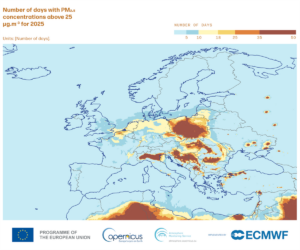 inquinamento PM2.5 europa 2025