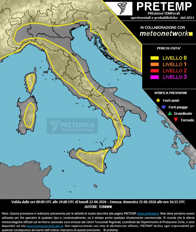 maltempo allerta meteo 22 giugno