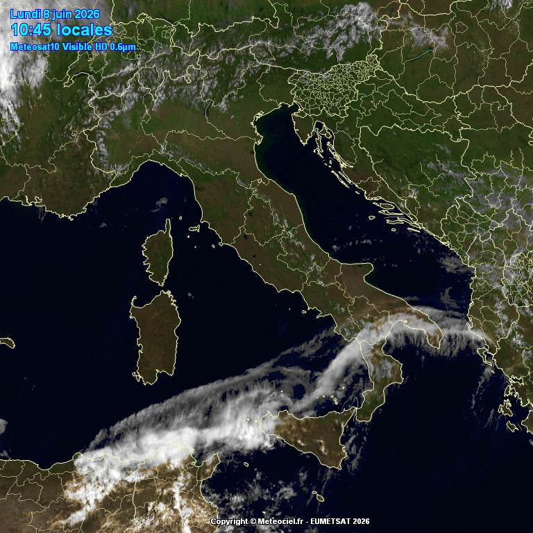 satellite meteo italia 8 giugno 2026 pomeriggio