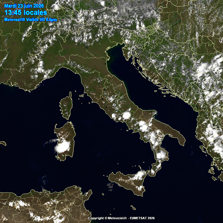 satellite meteo italia martedì 23 giugno 2026