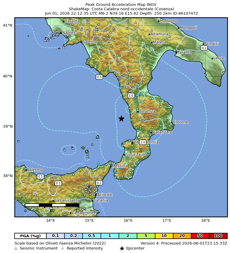 terremoto calabria 2 giugno