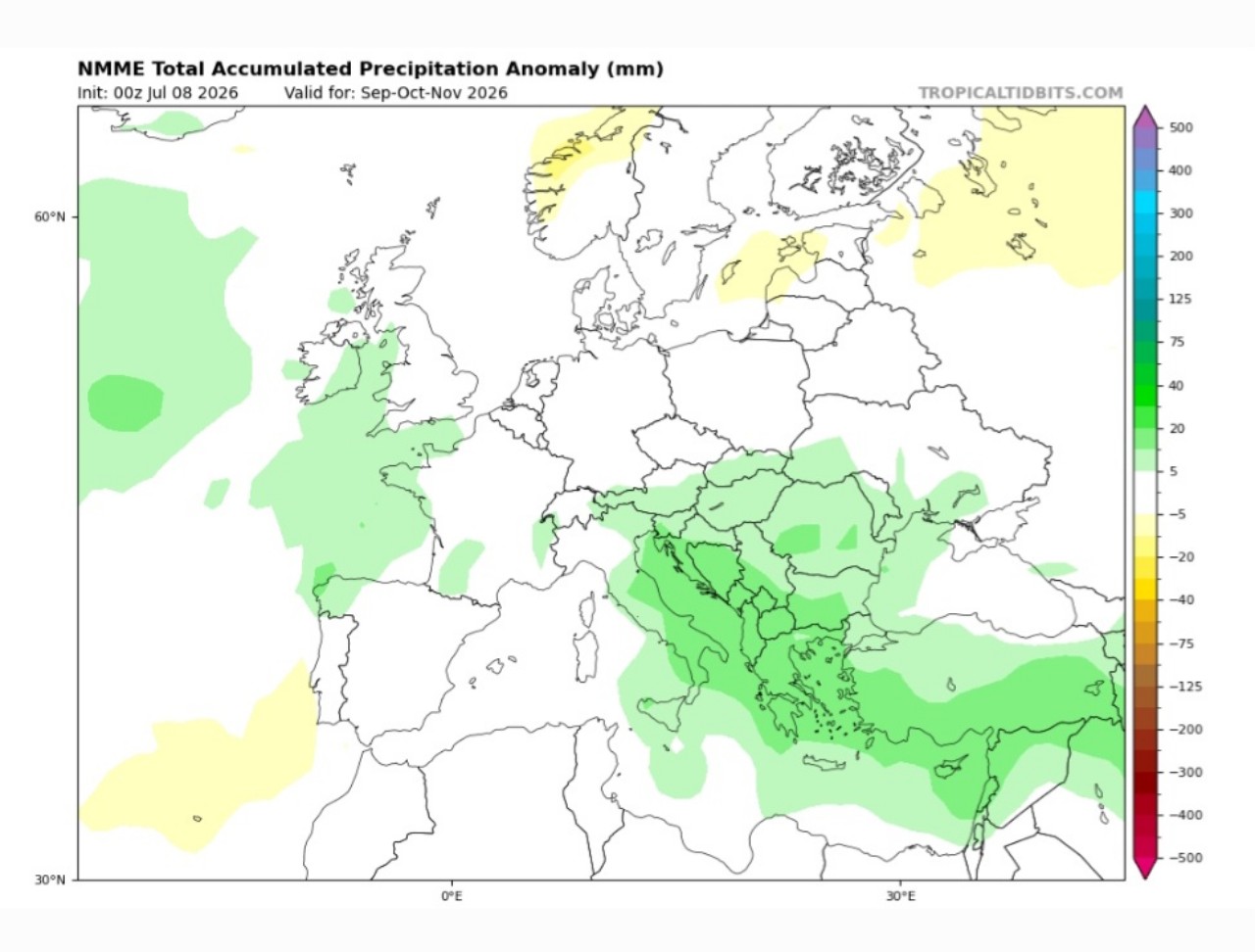 Accumuli pioggia Europa autunno 2026
