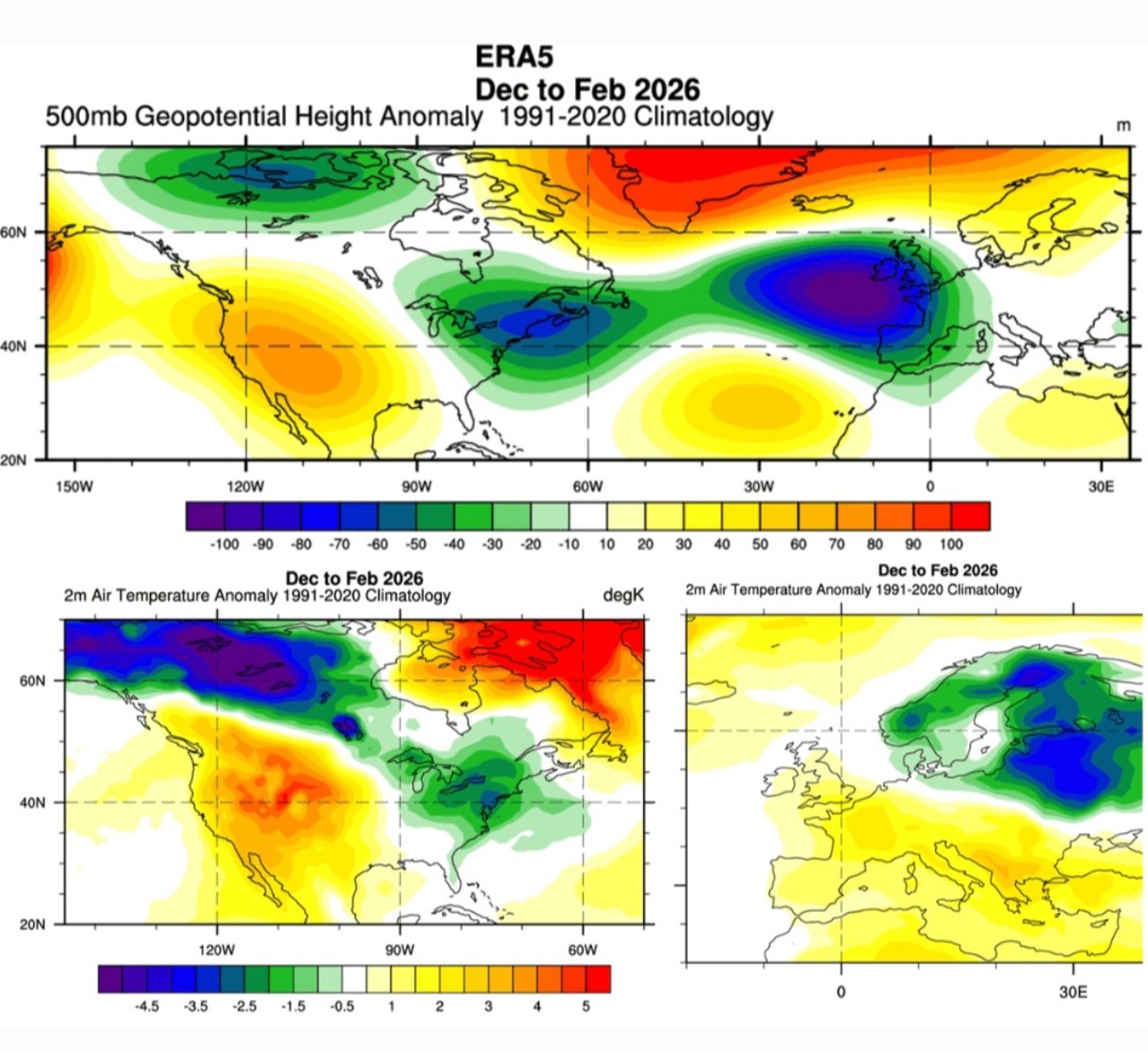 Anomalie geopotenziale 500 hPa dicembre-febbraio