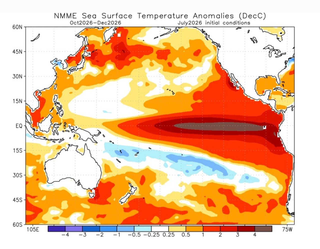 Anomalie termiche superficiali Pacifico