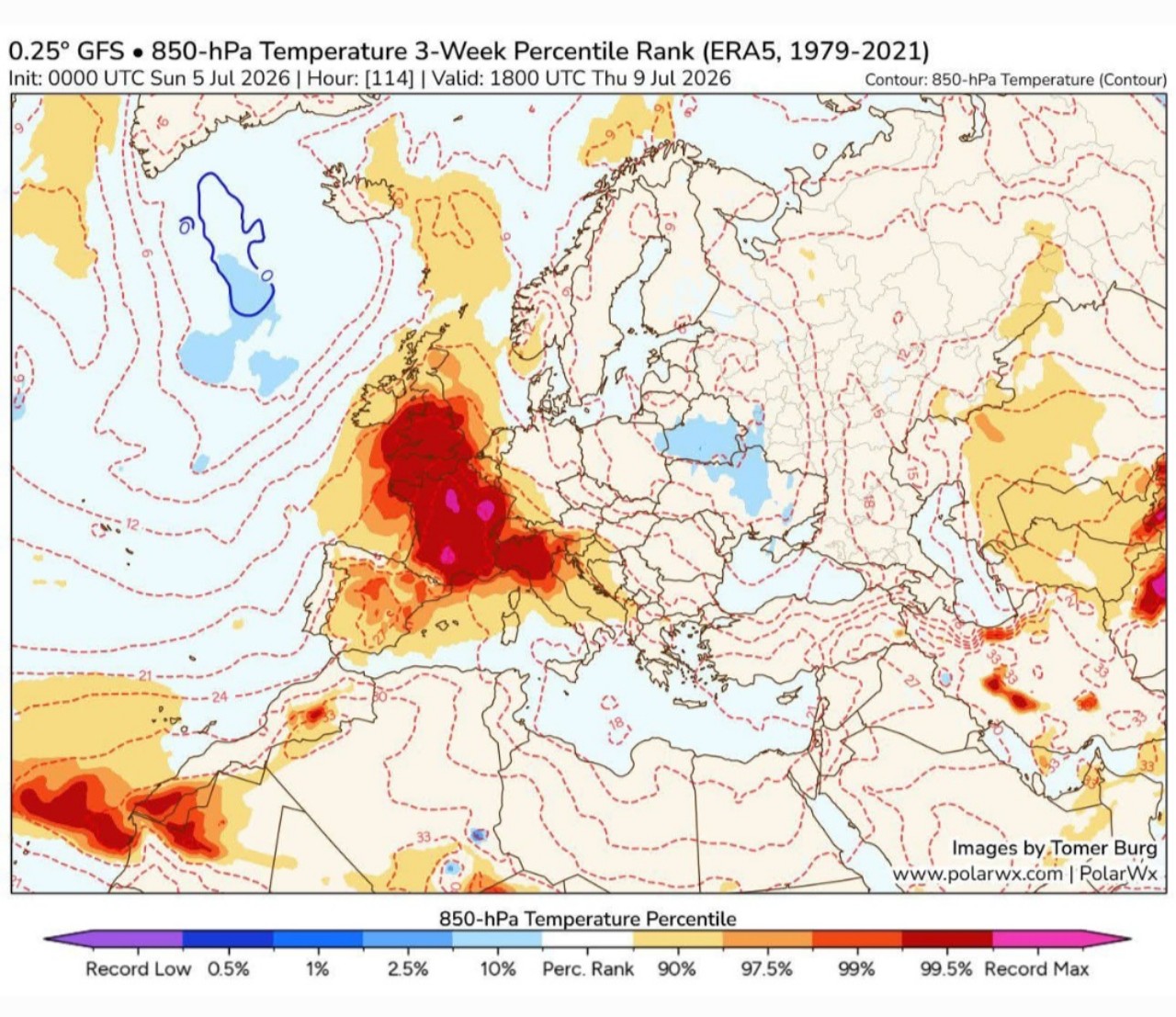 Caldo estremo Europa nord-occidentale