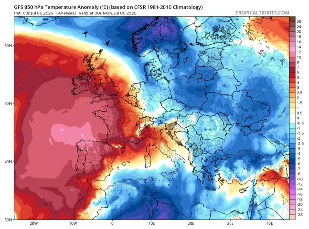 Europa freddo e caldo anomalo