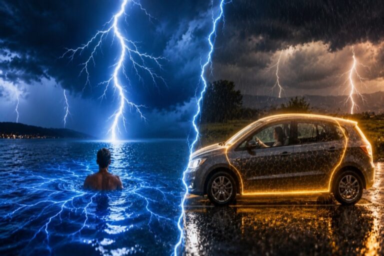 Fulmini in mare e in auto