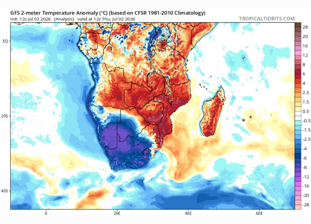 Sud Africa caldo e freddo anomalo