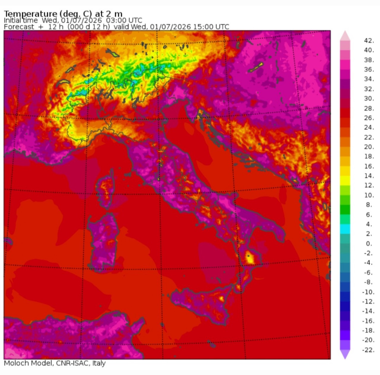 Temperature massime 1 luglio