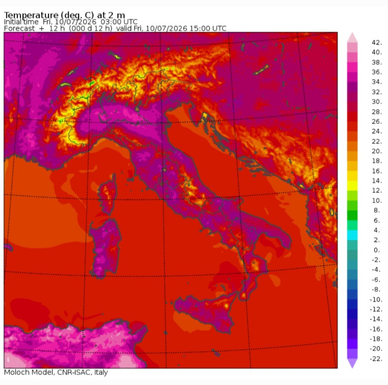Temperature massime 10 luglio