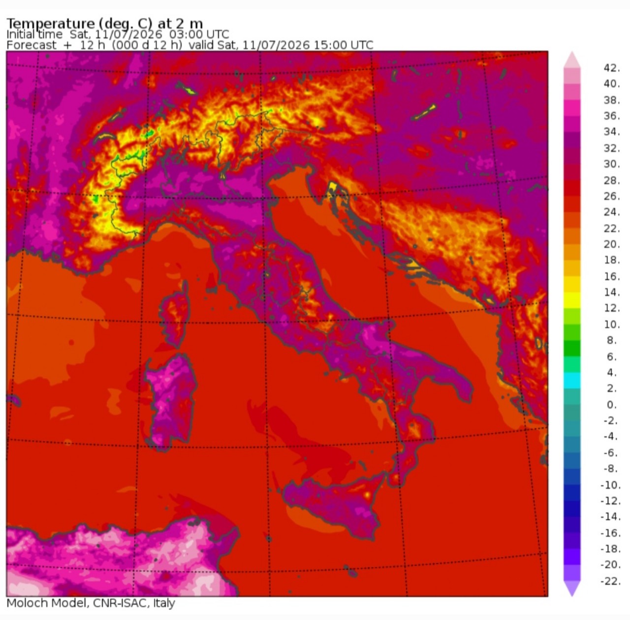 Temperature massime 11 luglio