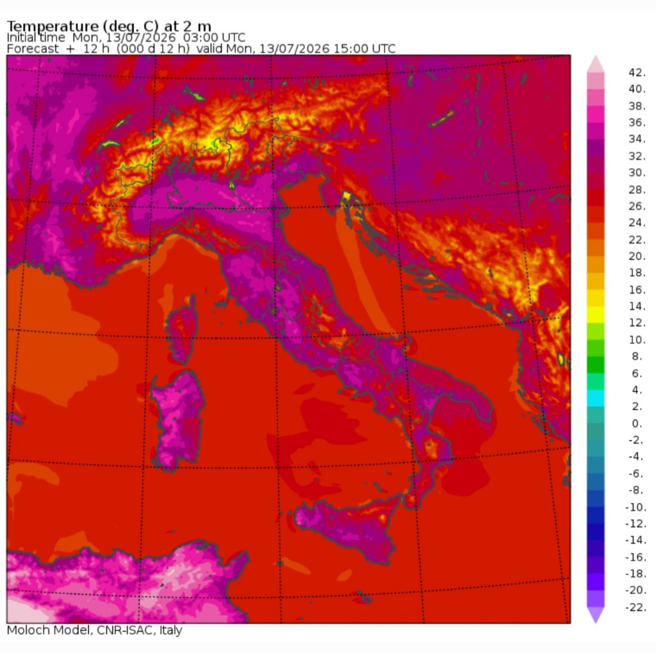 Temperature massime 13 luglio