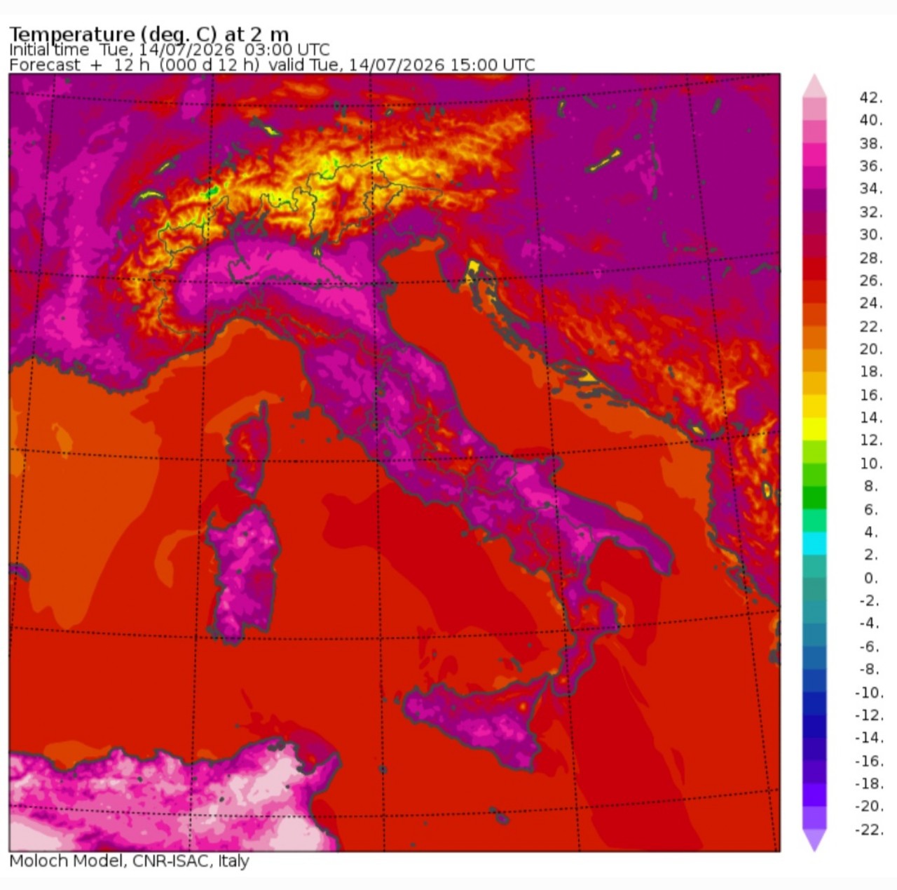Temperature massime 14 luglio
