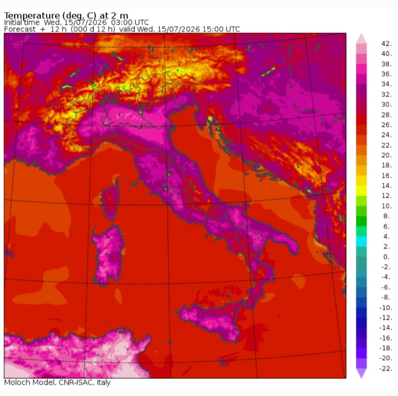 Temperature massime 15 luglio