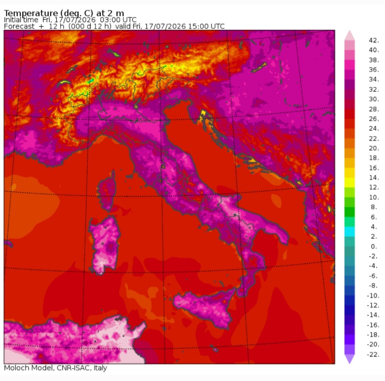 Temperature massime 17 luglio 