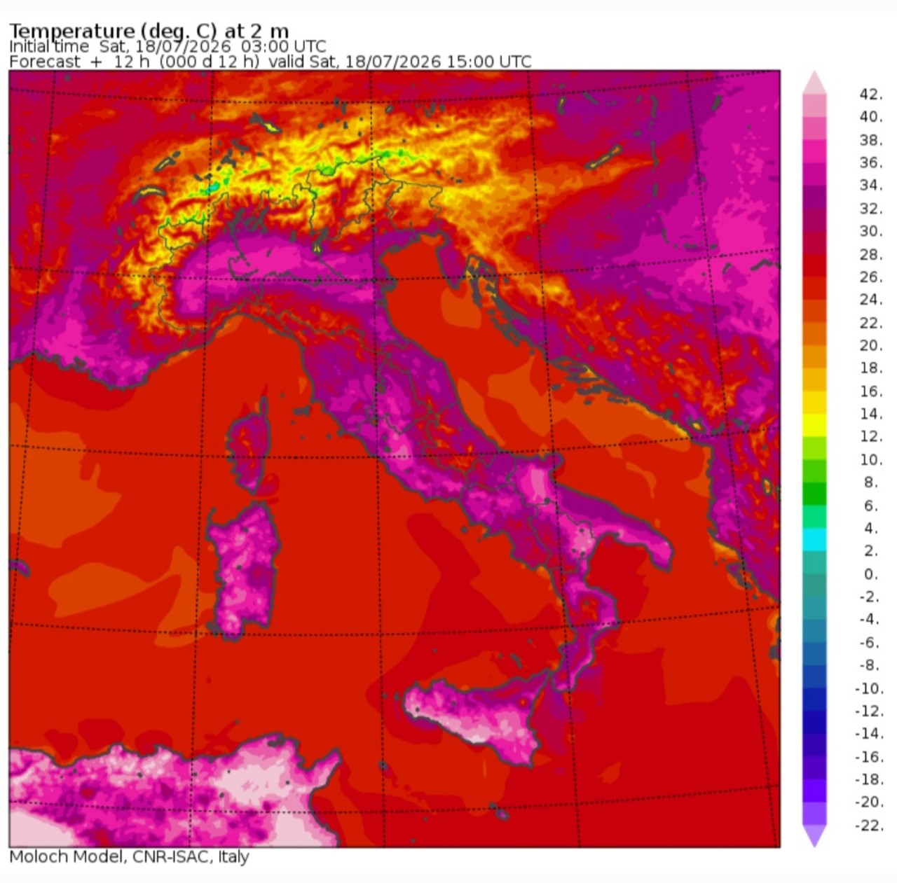 Temperature massime 18 luglio
