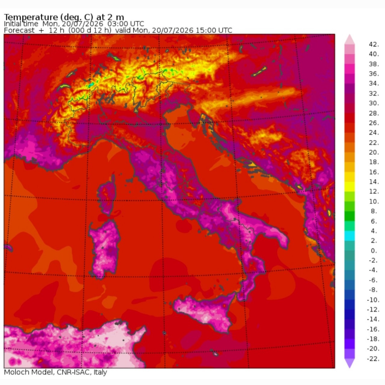 Temperature massime 20 luglio