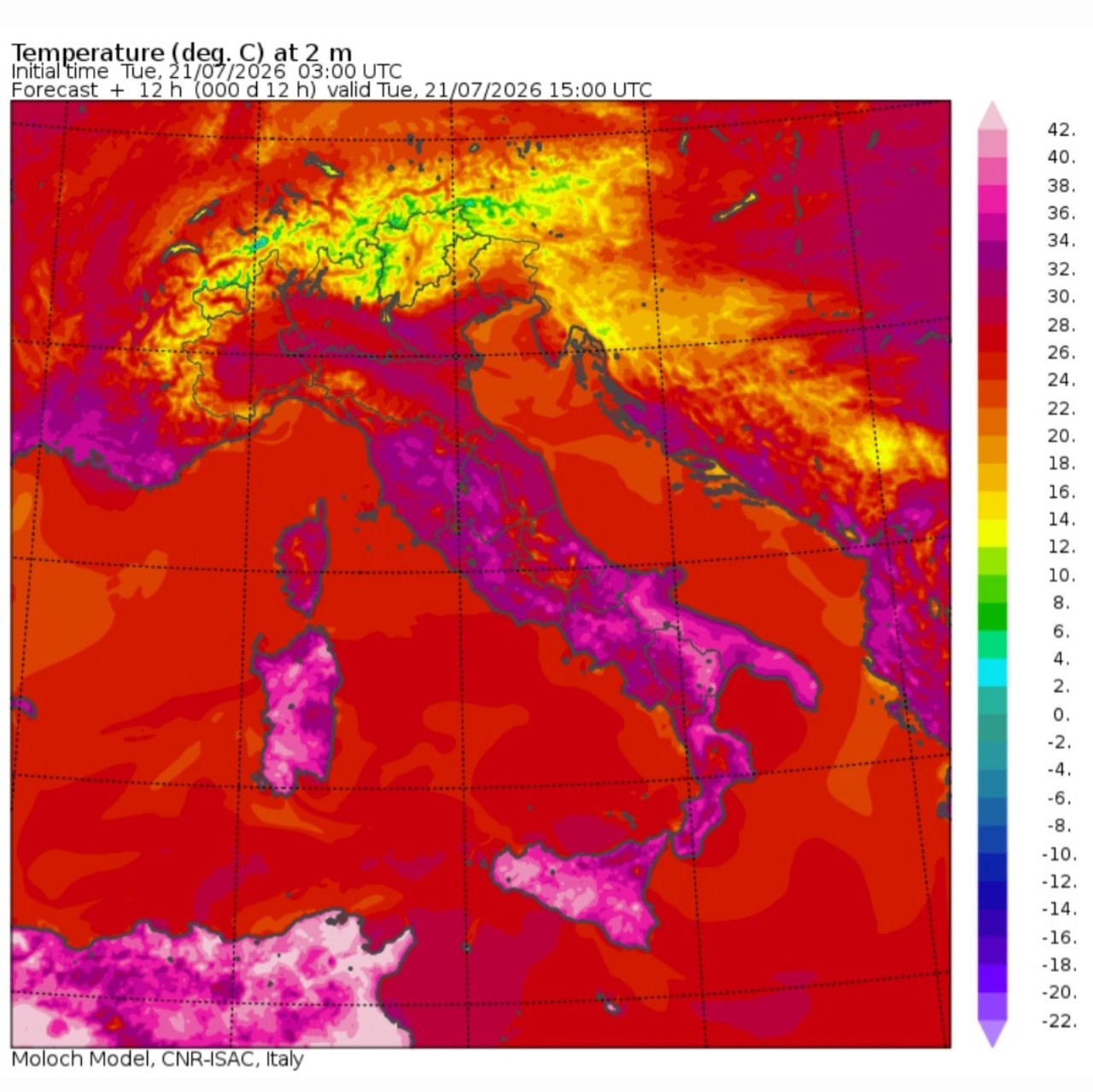 Temperature massime 21 luglio