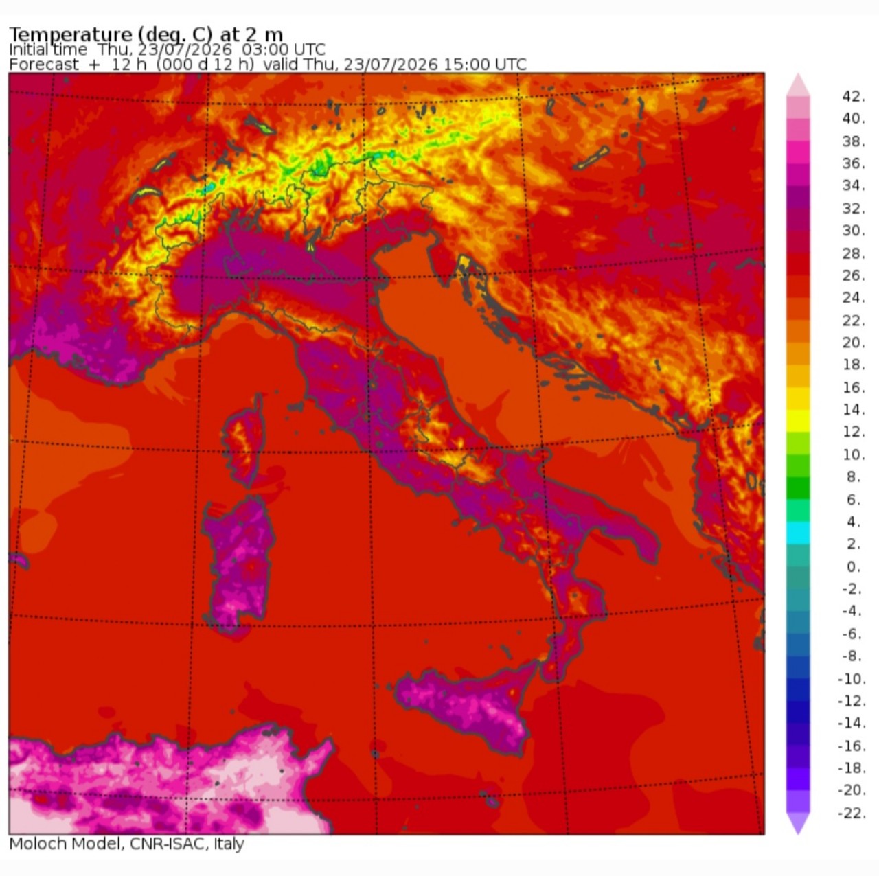 Temperature massime 23 luglio