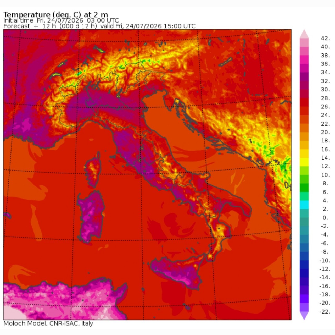 Temperature massime 24 luglio