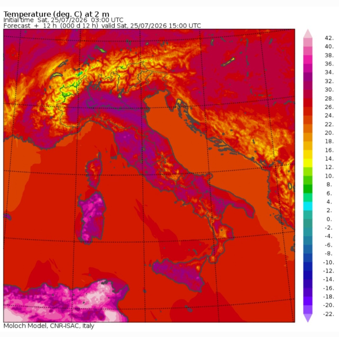 Temperature massime 25 luglio