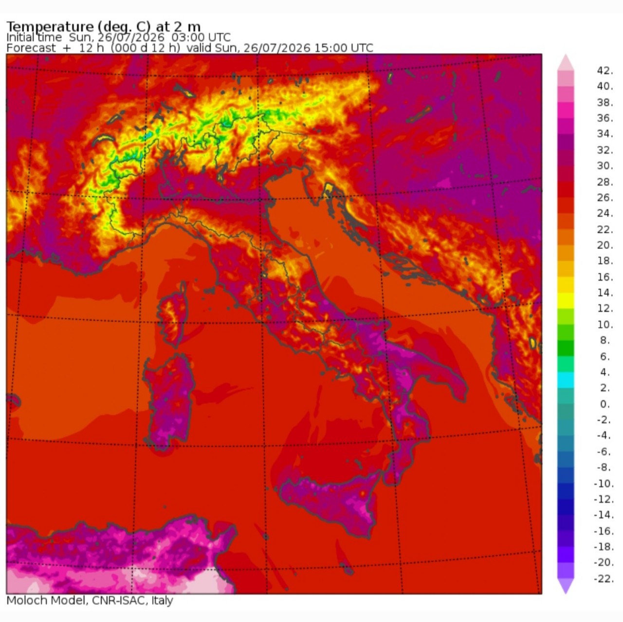 Temperature massime 26 luglio