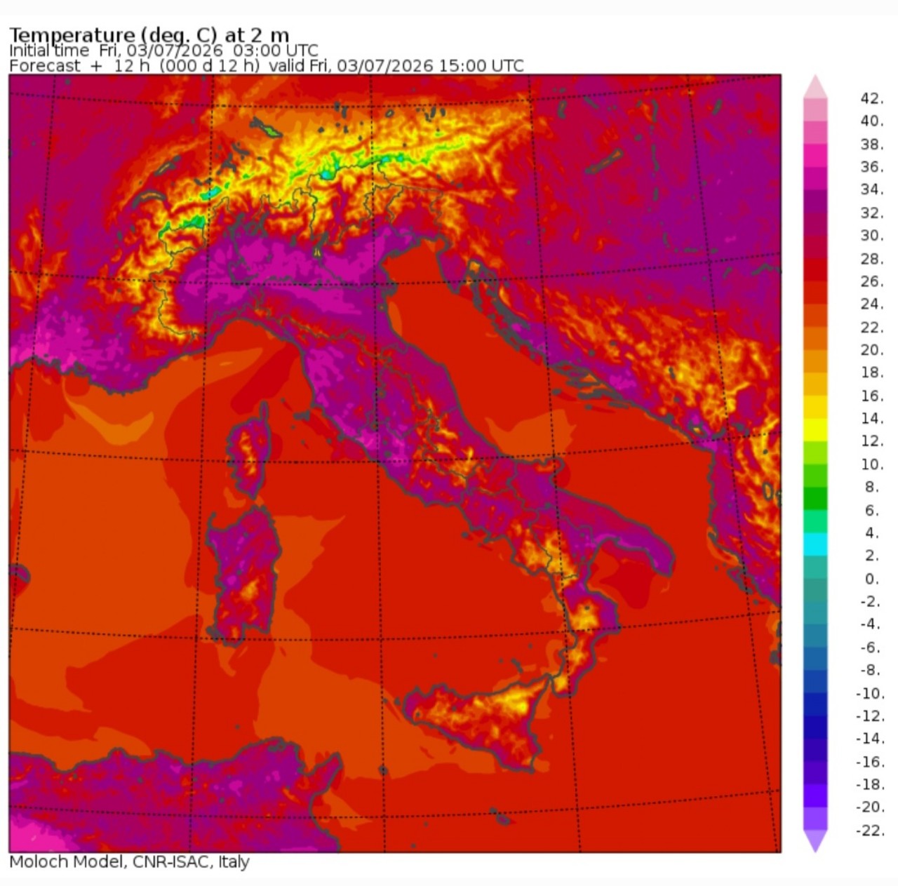Temperature massime 3 luglio