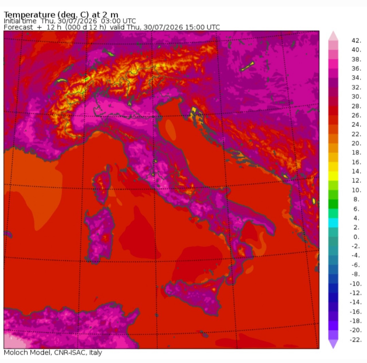Temperature massime 30 luglio