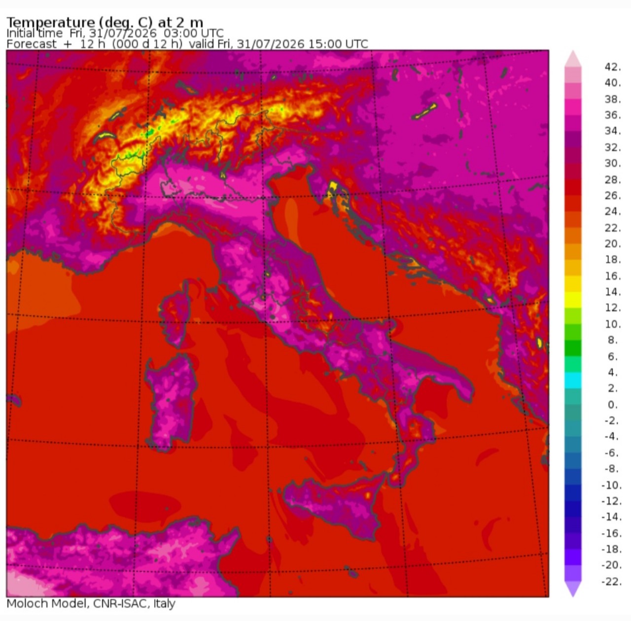 Temperature massime 31 luglio