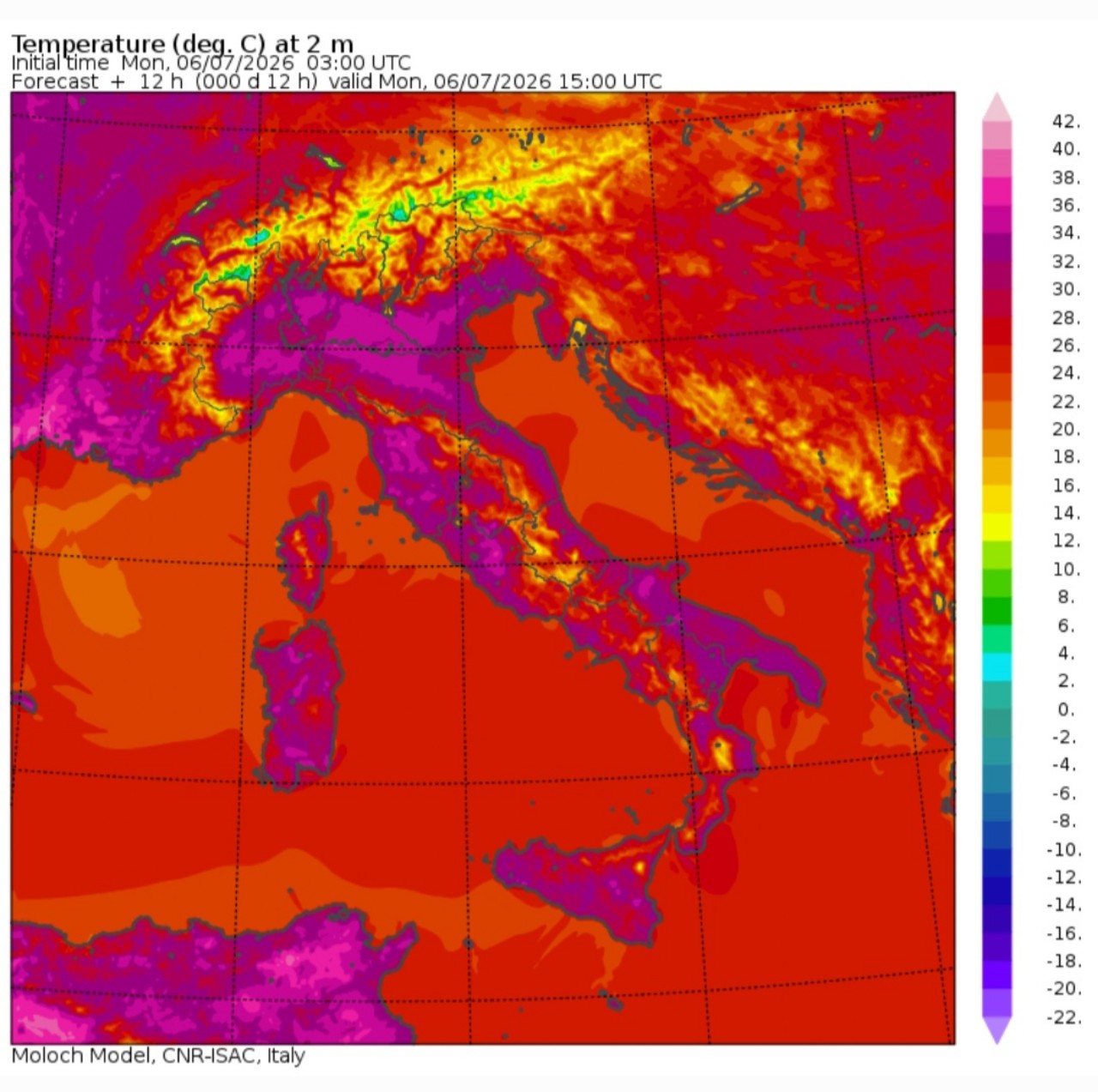 Temperature massime 6 luglio